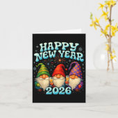 Happy New Year 2026 Cute Gnome Party Gift  カード (黄色い花)