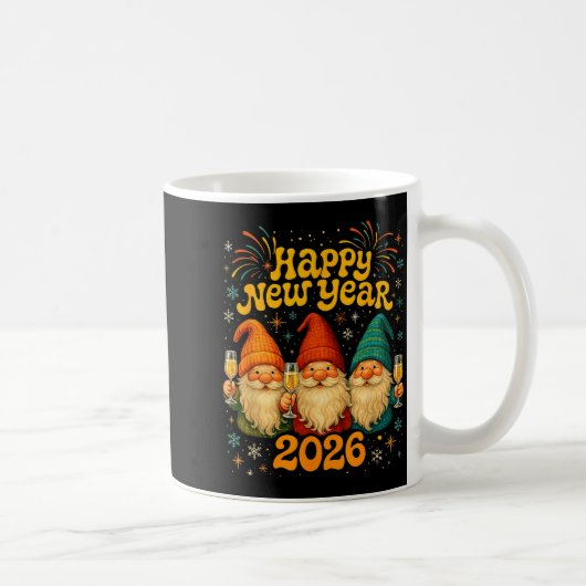 Happy New Year 2026 Cute Gnome Party Gift  コーヒーマグカップ (右)
