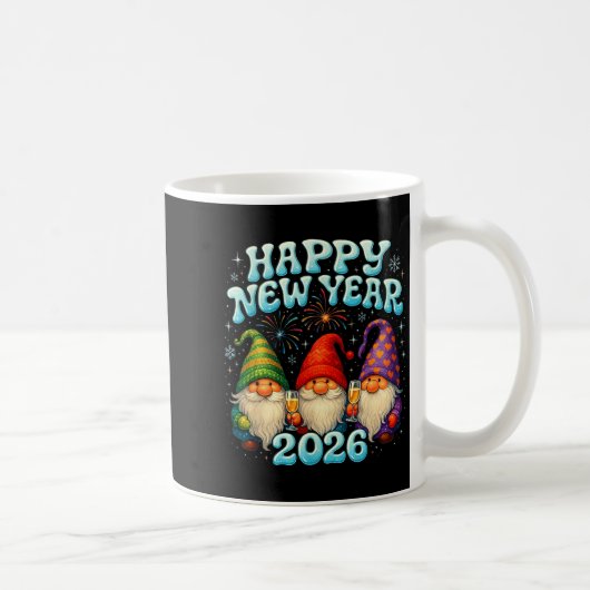 Happy New Year 2026 Cute Gnome Party Gift  コーヒーマグカップ (右)