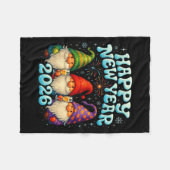 Happy New Year 2026 Cute Gnome Party Gift  フリースブランケット (正面(横))