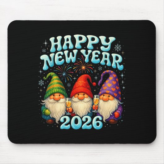 Happy New Year 2026 Cute Gnome Party Gift マウスパッド (正面)
