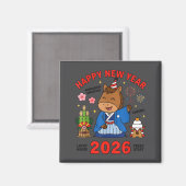 Happy New Year 2026 Cute Horse Japanese Celebratio マグネット (正面/裏面)