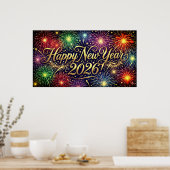 Happy New Year 2026 Decorative artwork - fireworks ポスター (キッチン)