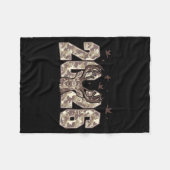 Happy New Year 2026 Deer Buck Hunting Camo Camoufl フリースブランケット (正面(横))