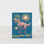 Happy New Year 2026 Dinosaur Funny Dino Tee For Ad カード (正面)