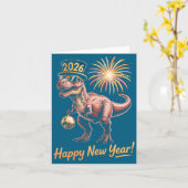 Happy New Year 2026 Dinosaur Funny Dino Tee For Ad カード (黄色い花)