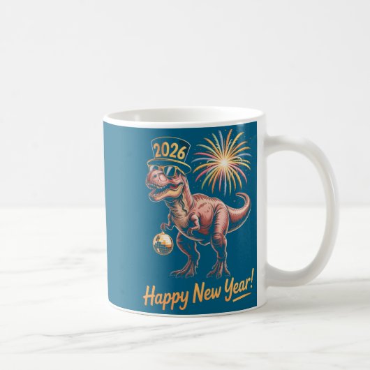 Happy New Year 2026 Dinosaur Funny Dino Tee For Ad コーヒーマグカップ (右)