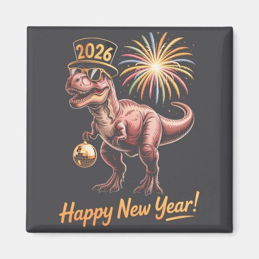 Happy New Year 2026 Dinosaur Funny Dino Tee For Ad マグネット (正面)