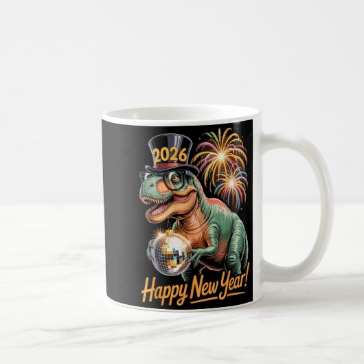 Happy New Year 2026 Dinosaur Funny T-rex Tee For K コーヒーマグカップ (右)