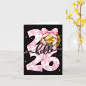 Happy New Year 2026 Disco Ball Bow New Year's Eve  カード (黄色い花)