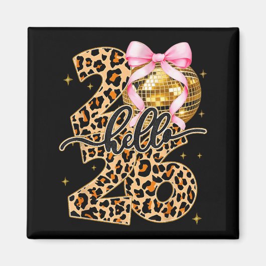 Happy New Year 2026 Disco Ball Bow New Year's Eve  マグネット (正面)