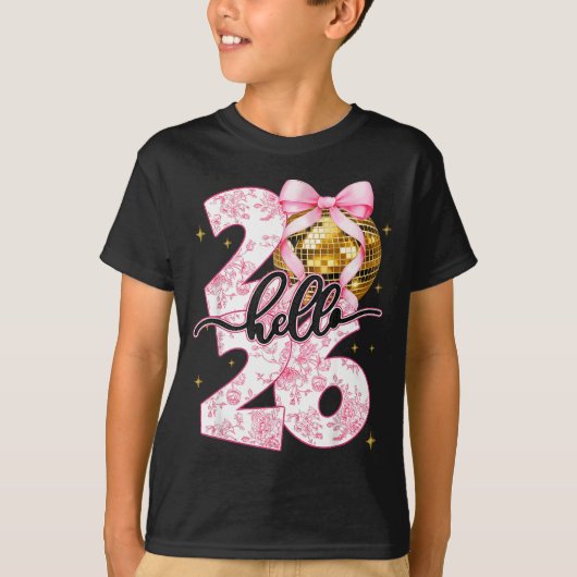 Happy New Year 2026 Disco Ball Bow New Year's Eve  Tシャツ (正面)