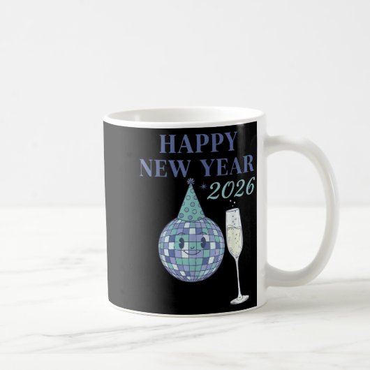 Happy New Year 2026 Disco Ball Celebration  コーヒーマグカップ (右)
