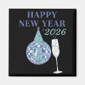 Happy New Year 2026 Disco Ball Celebration  マグネット (正面)