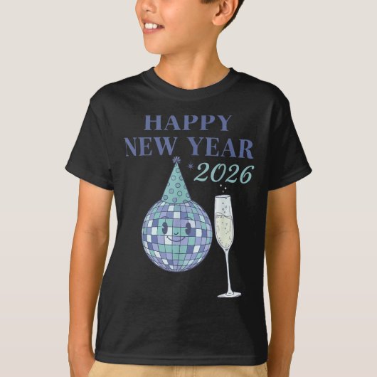 Happy New Year 2026 Disco Ball Celebration  Tシャツ (正面)