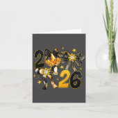 Happy New Year 2026 Disco Ball Coquette Bow New Ye カード (正面)