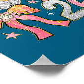 Happy New Year 2026 Disco Ball Coquette Bow New Ye ポスター (角)