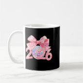 Happy New Year 2026 Disco Ball Nk Coquette Bow Fam コーヒーマグカップ (左)