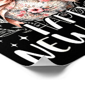 Happy New Year 2026 Disco Cute Bow Flower New Year ポスター (角)