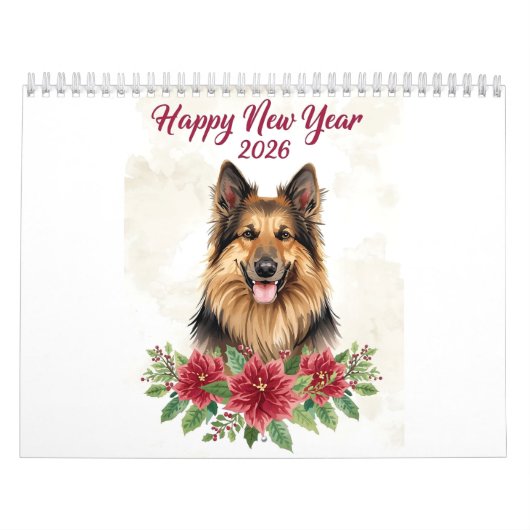 Happy New Year 2026 Dog Art カレンダー (カバー)