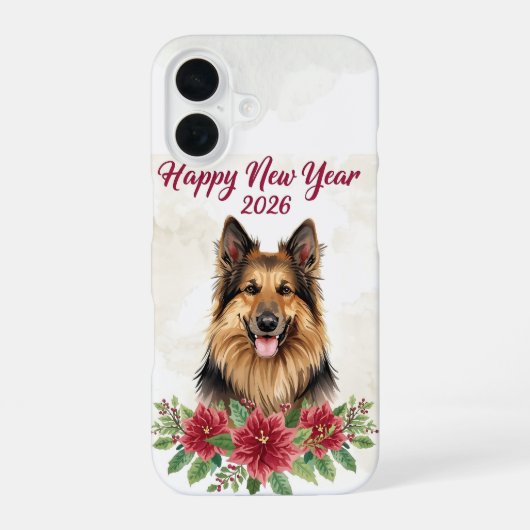 Happy New Year 2026 Dog Art iPhone 16ケース (裏面)