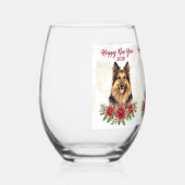 Happy New Year 2026 Dog Champagne Glass ステムなしワイングラス (右)