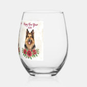 Happy New Year 2026 Dog Champagne Glass ステムなしワイングラス (左)