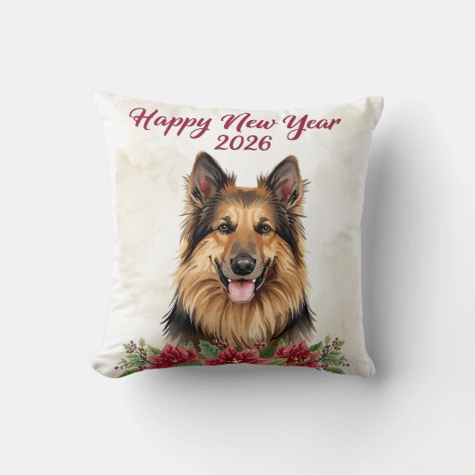 Happy New Year 2026 Dog Decor クッション (正面)
