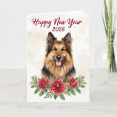 Happy New Year 2026 Dog Greeting Card カード (正面)