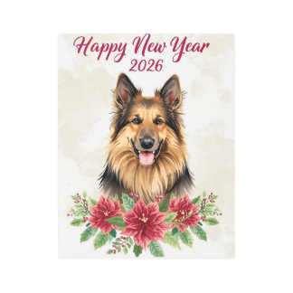 Happy New Year 2026 Dog Metal Print メタルプリント