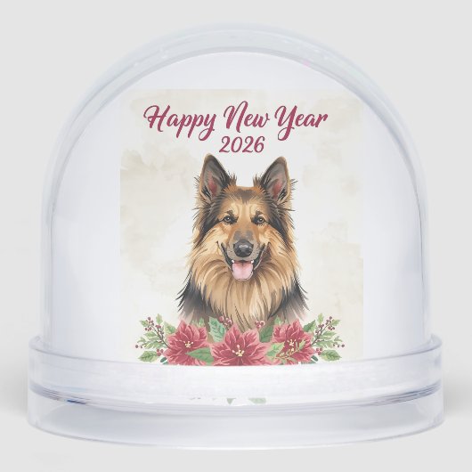 Happy New Year 2026 Dog Snow globe Gift (正面)