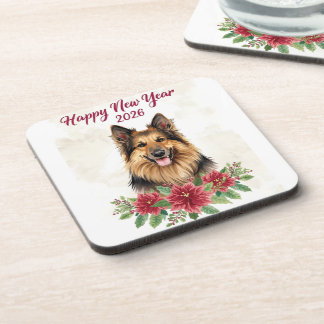Happy New Year 2026 Dog Theme Coasters コースター