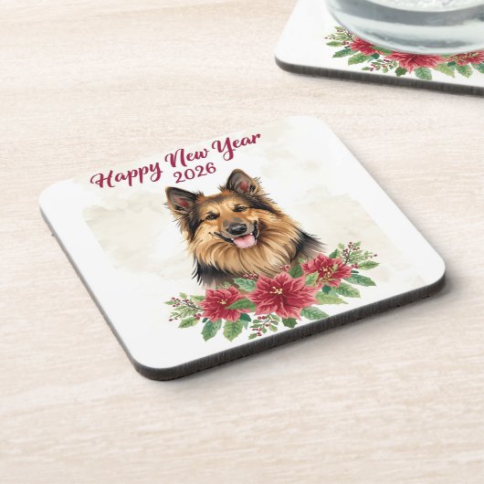 Happy New Year 2026 Dog Theme Coasters コースター (左側)