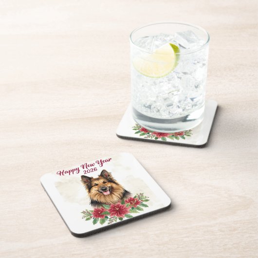 Happy New Year 2026 Dog Theme Coasters コースター (右側)