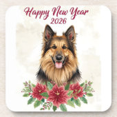 Happy New Year 2026 Dog Theme Coasters コースター (正面)