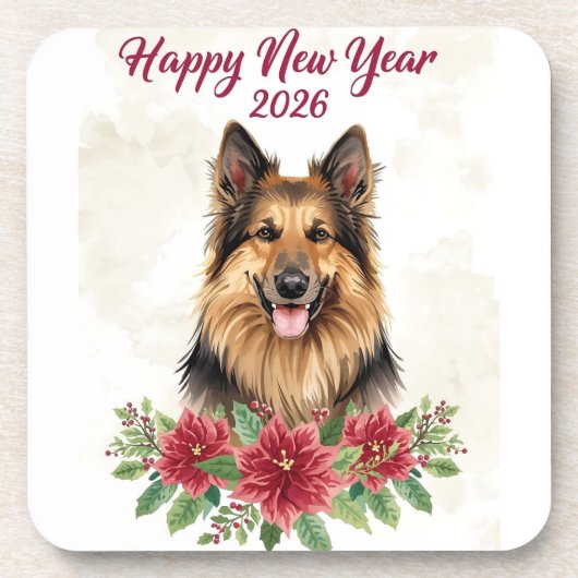 Happy New Year 2026 Dog Theme Coasters コースター (正面)