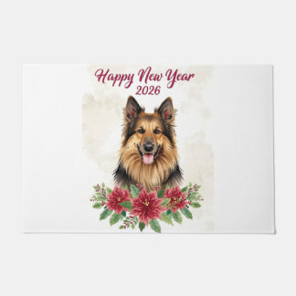 Happy New Year 2026 Dog Welcome door Mat ドアマット