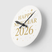 ✨ Happy New Year 2026 Elegant Gold Wall Clock | Mi ラウンド壁時計 (傾斜)