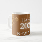 Happy New Year 2026 – Elegant Golden Brown poster. コーヒーマグカップ (正面左)