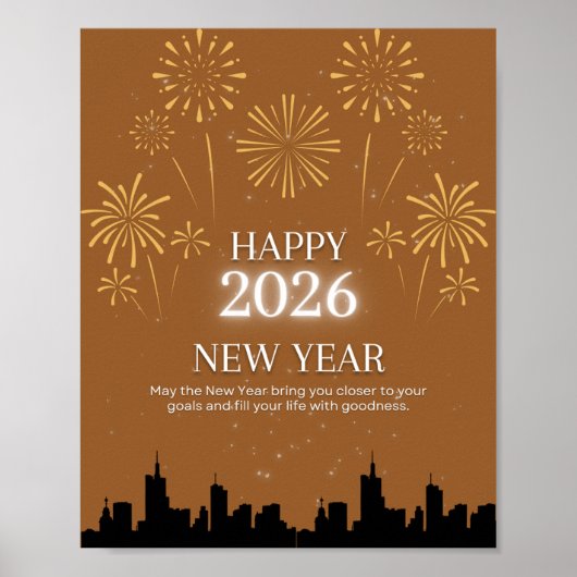 Happy New Year 2026 – Elegant Golden Brown poster. ポスター (正面)