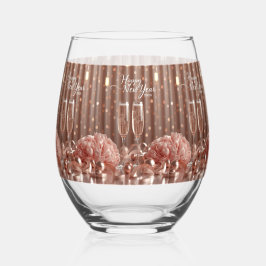 happy new year 2026 elegant wine glass ステムなしワイングラス
