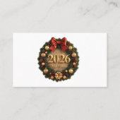 happy new year 2026 elegant wreath business card 名刺 (裏面)