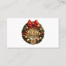 happy new year 2026 elegant wreath business card 名刺