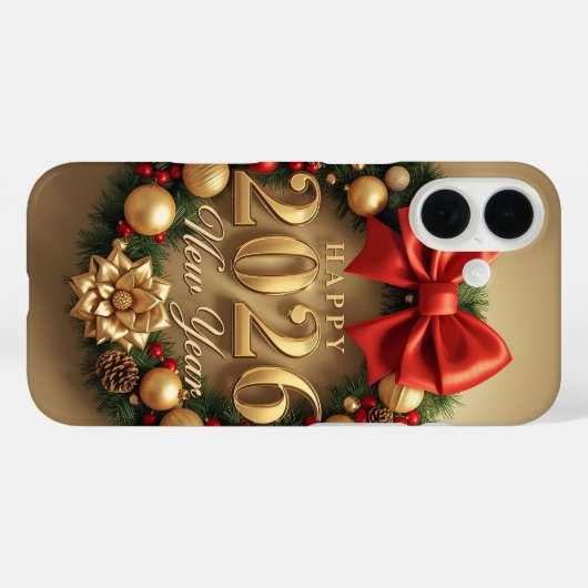 happy new year 2026 elegant wreath  Case-Mate iPhoneケース (裏面 (横))