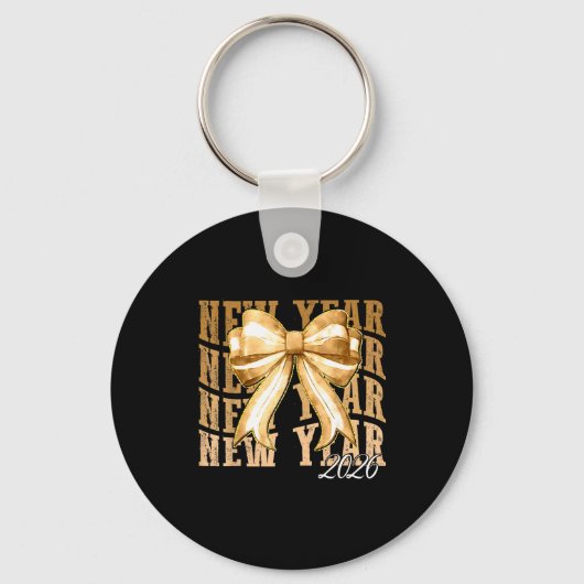 Happy New Year 2026 Eve Coquette Party Golden Fami キーホルダー (正面)