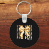 Happy New Year 2026 Eve Coquette Party Golden Fami キーホルダー (正面)