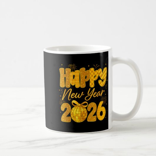 Happy New Year 2026 Eve Party Gold Family Matching コーヒーマグカップ (右)