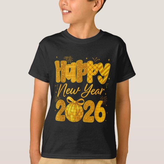 Happy New Year 2026 Eve Party Gold Family Matching Tシャツ (正面)