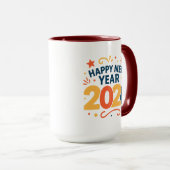 Happy New Year 2026 Festive Colorful Combo Mug マグカップ (正面右)
