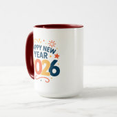 Happy New Year 2026 Festive Colorful Combo Mug マグカップ (正面左)